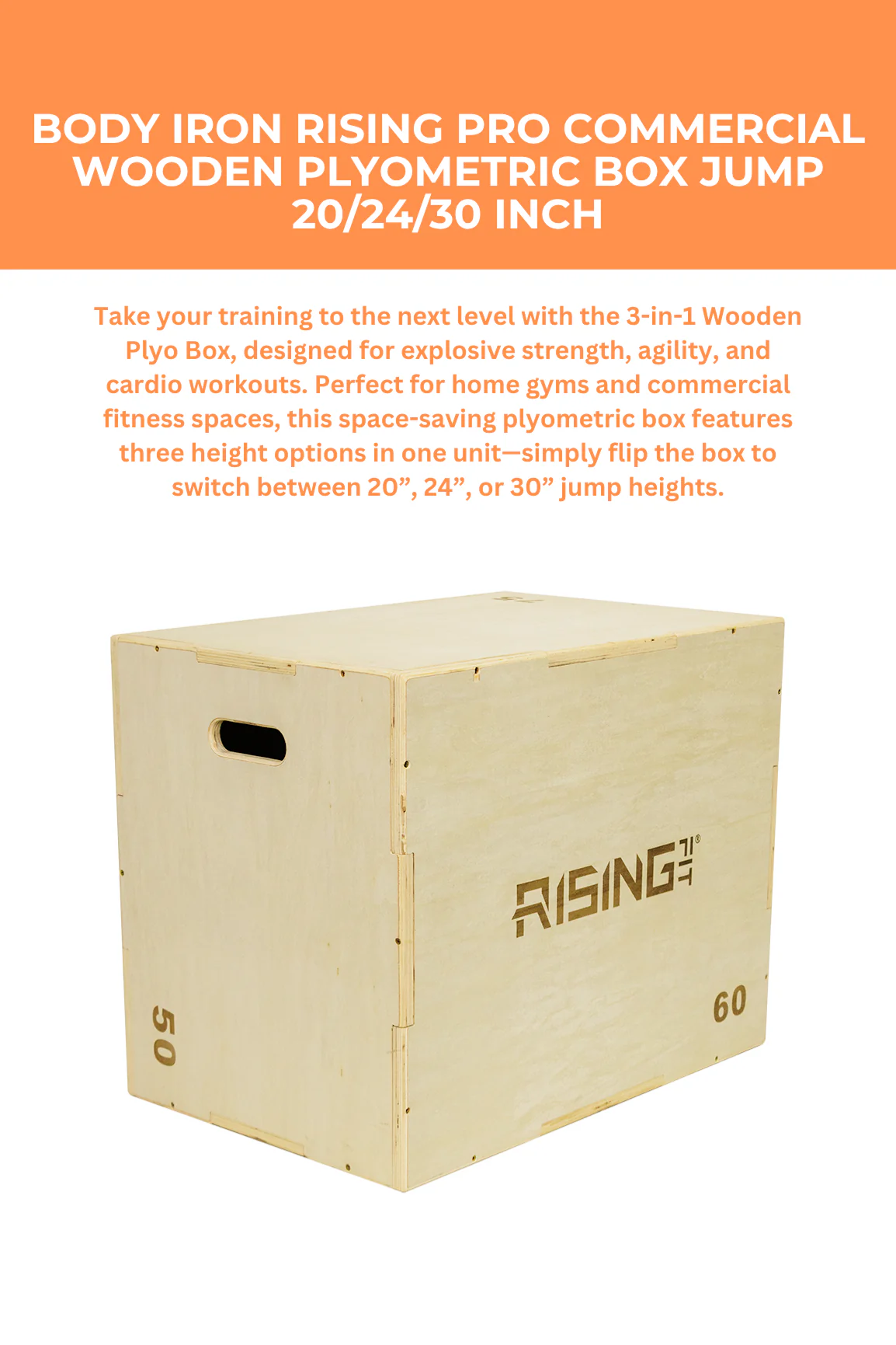 BodyIron® Rising Pro Commercial Wooden Plyometric Box Jump 20/24/30 Inch - Image 2