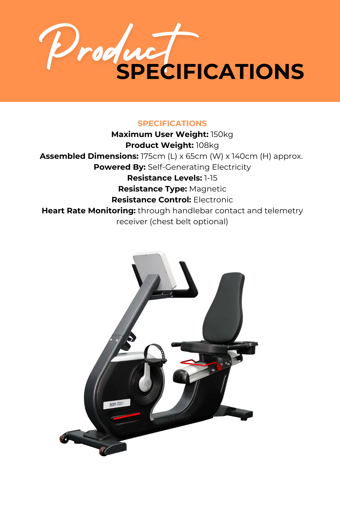 BodyIron® Commercial Pro Recumbent Bike - Image 4