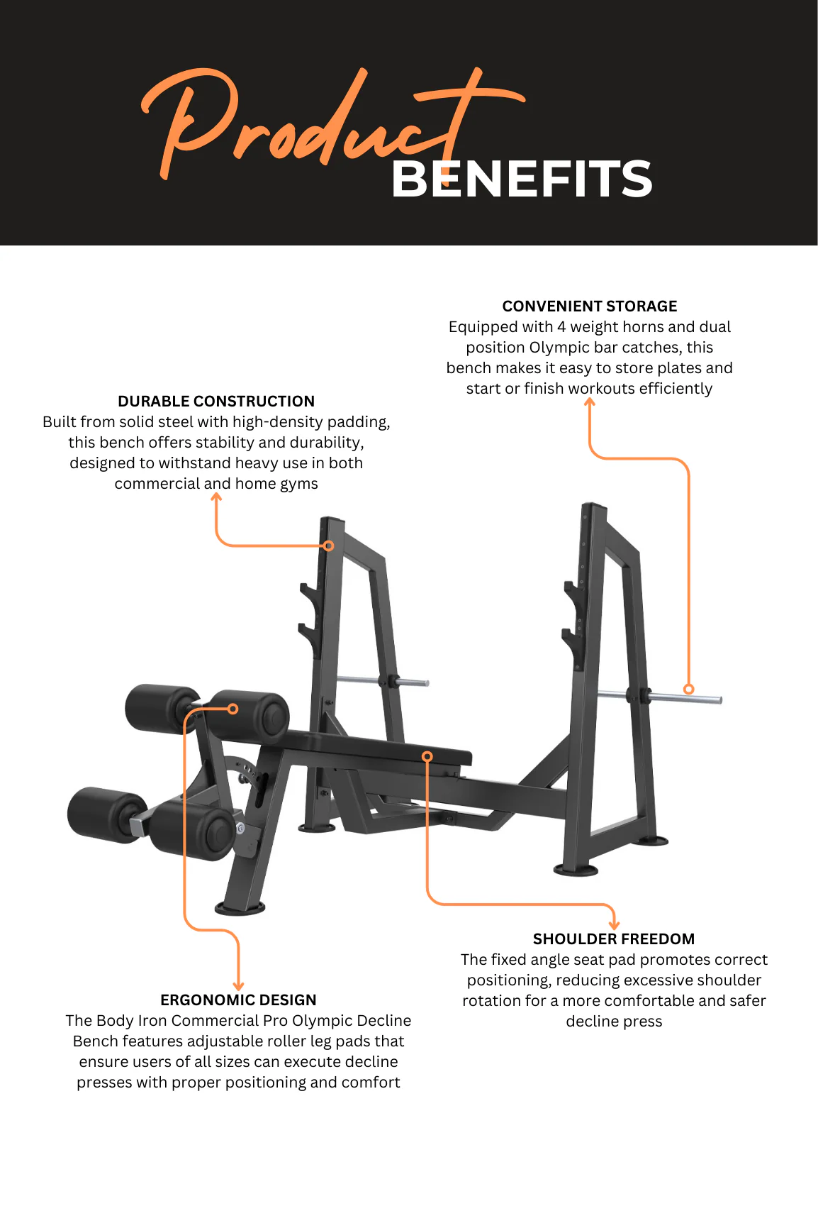BodyIron® Commercial Pro Olympic Decline Bench Press - Image 3