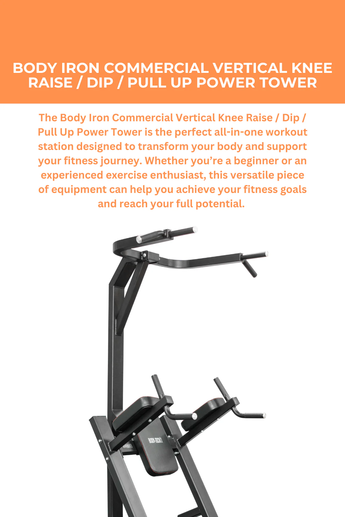 BodyIron® Commercial Vertical Knee Raise / Dip / Pull Up Power Tower - Image 2