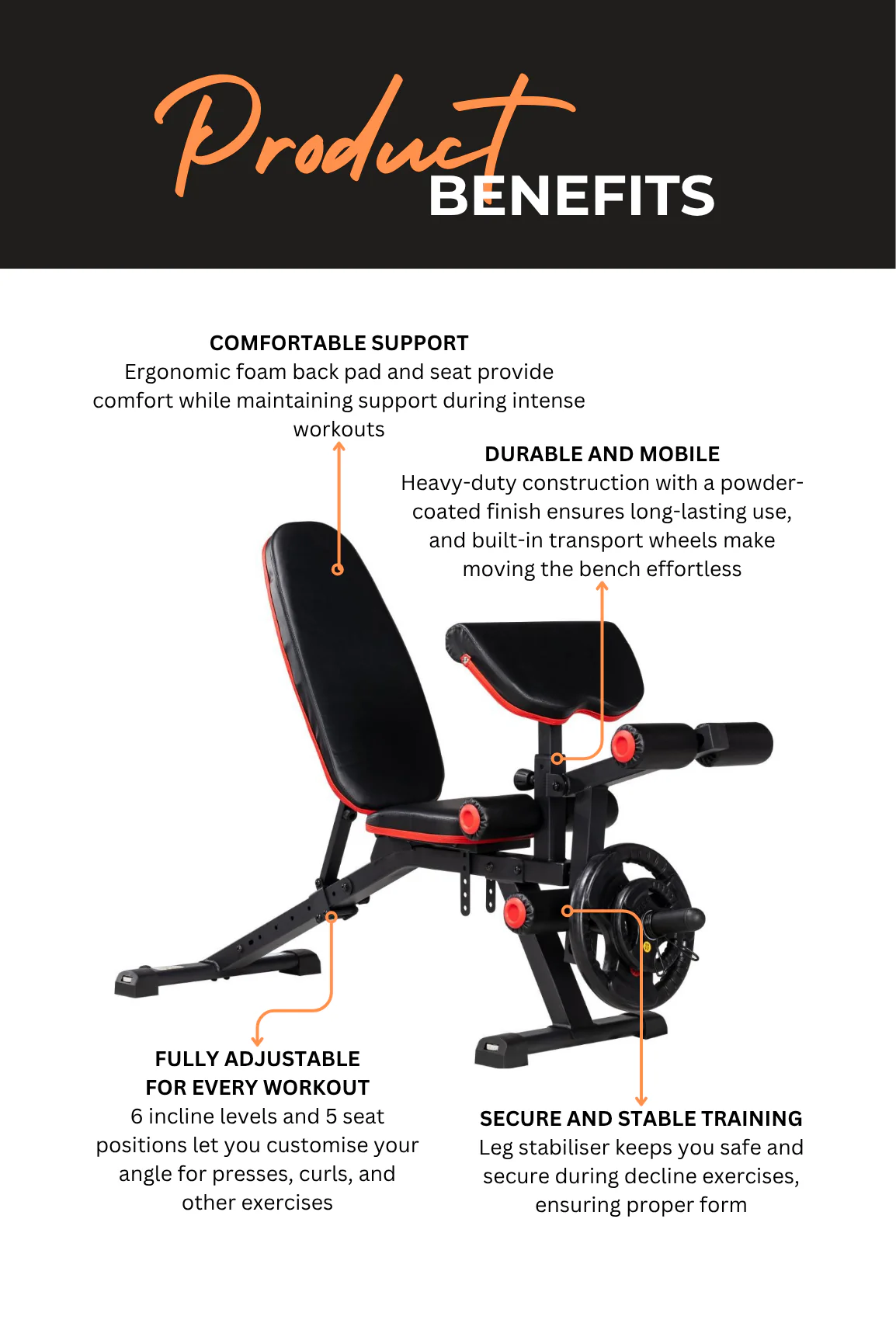 BodyIron® Deluxe Leg/Preacher Curl Utility FID Bench UB250 - Image 3