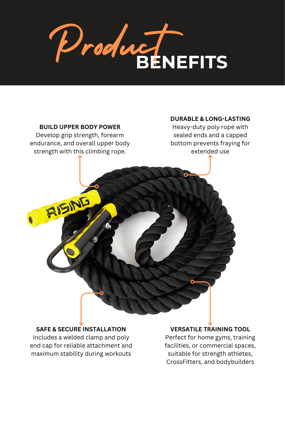 BodyIron® Rising Pro Commercial 6 Metre Climbing Rope - Image 3