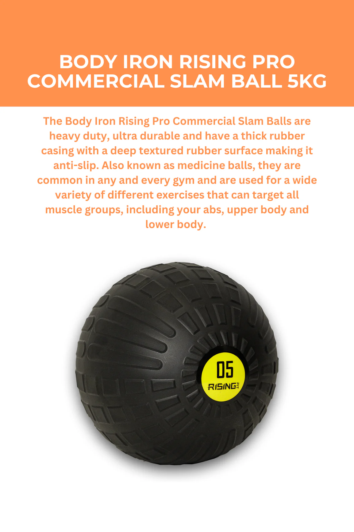 BodyIron® Rising Pro Commercial Slam Ball 5kg - Image 4