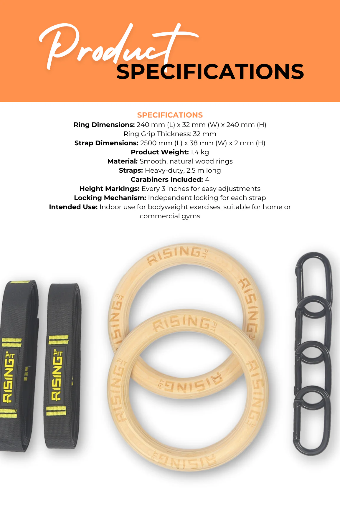 BodyIron® Rising Pro Commercial Wooden Gym Rings - Image 4