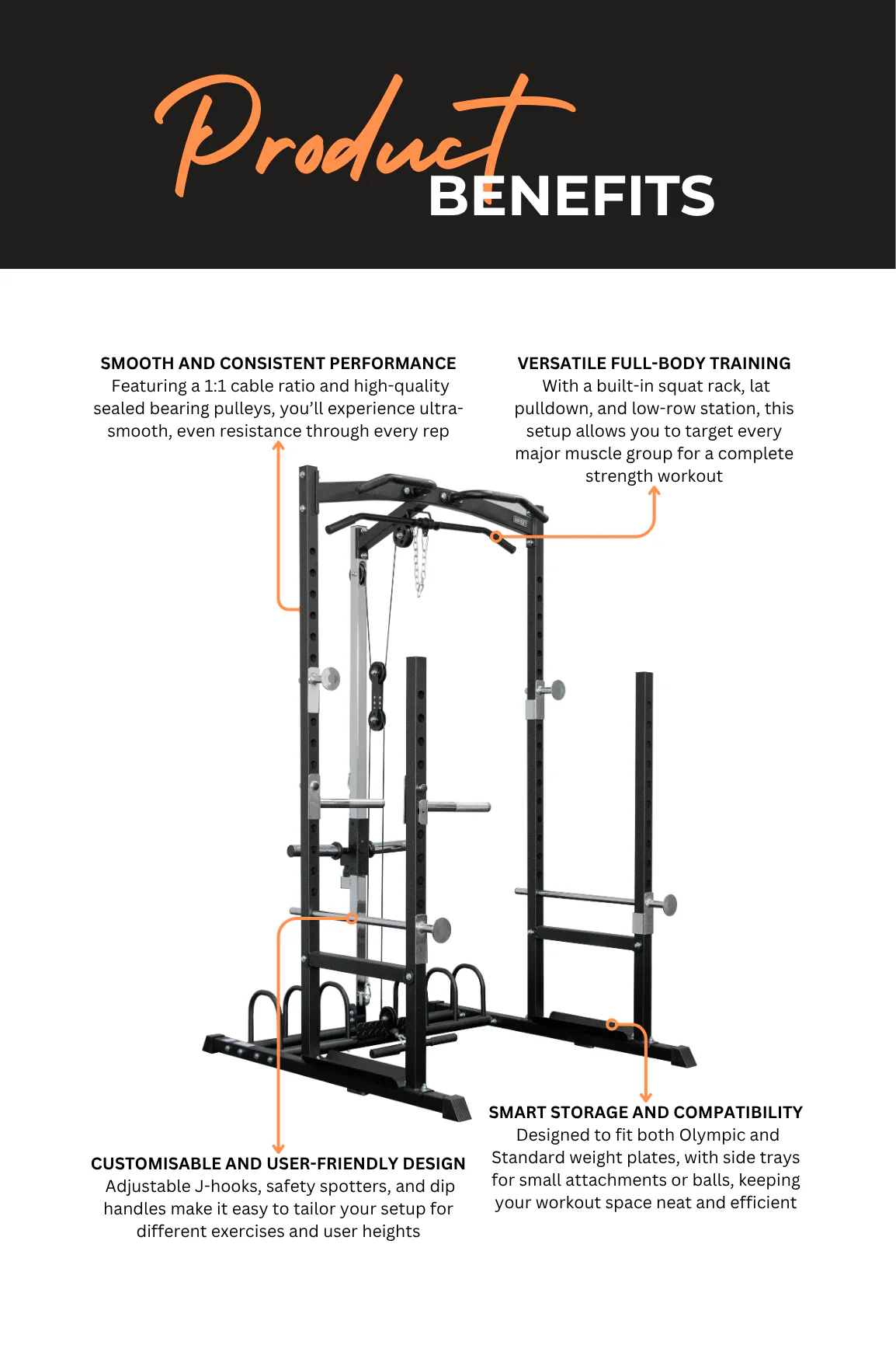 BodyIron® SRL995 Squat Rack with Lat Pulldown & Seated Row - Image 3