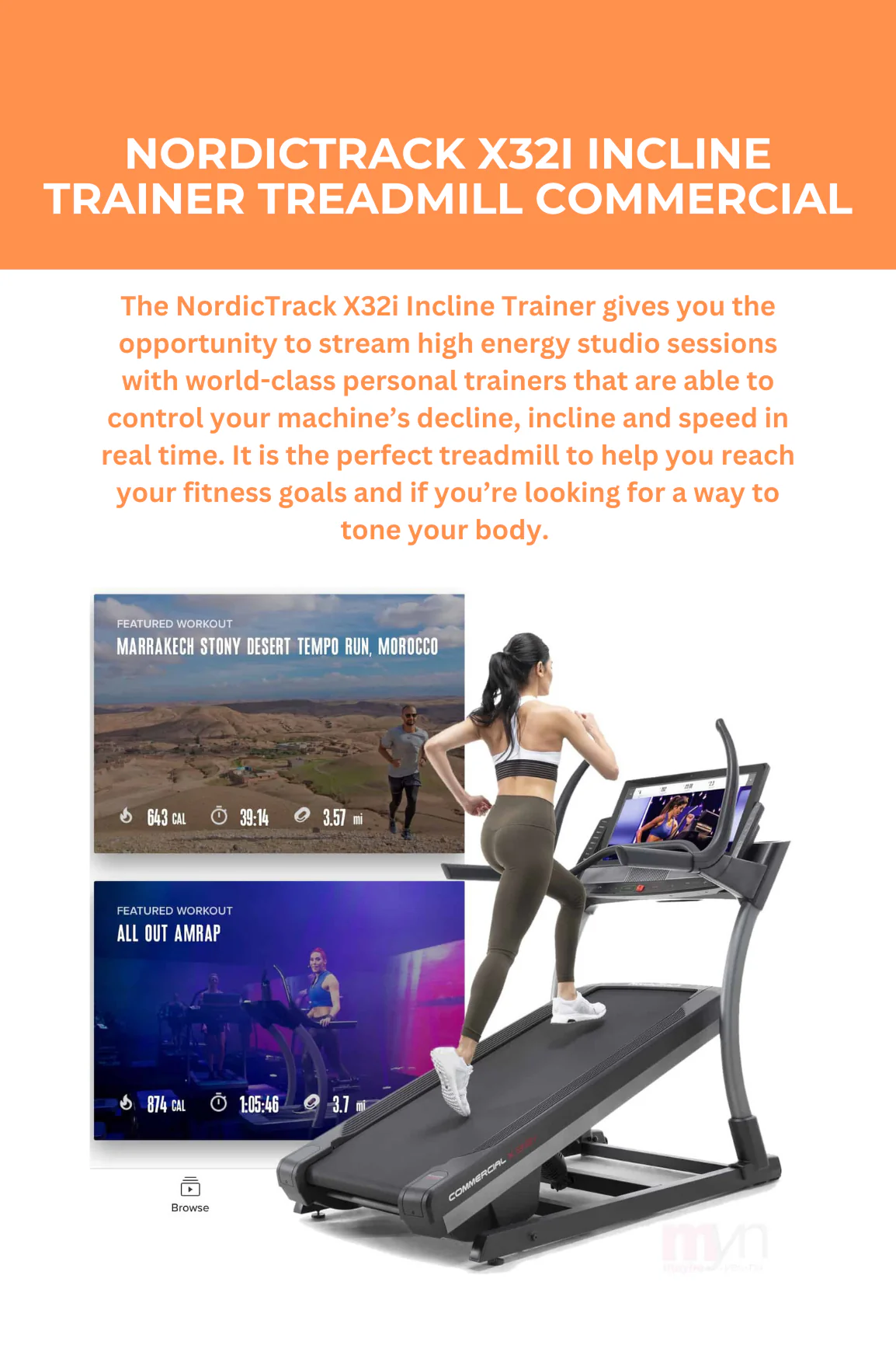 NordicTrack X32i Incline Trainer Treadmill Commercial Floor Model - Image 2