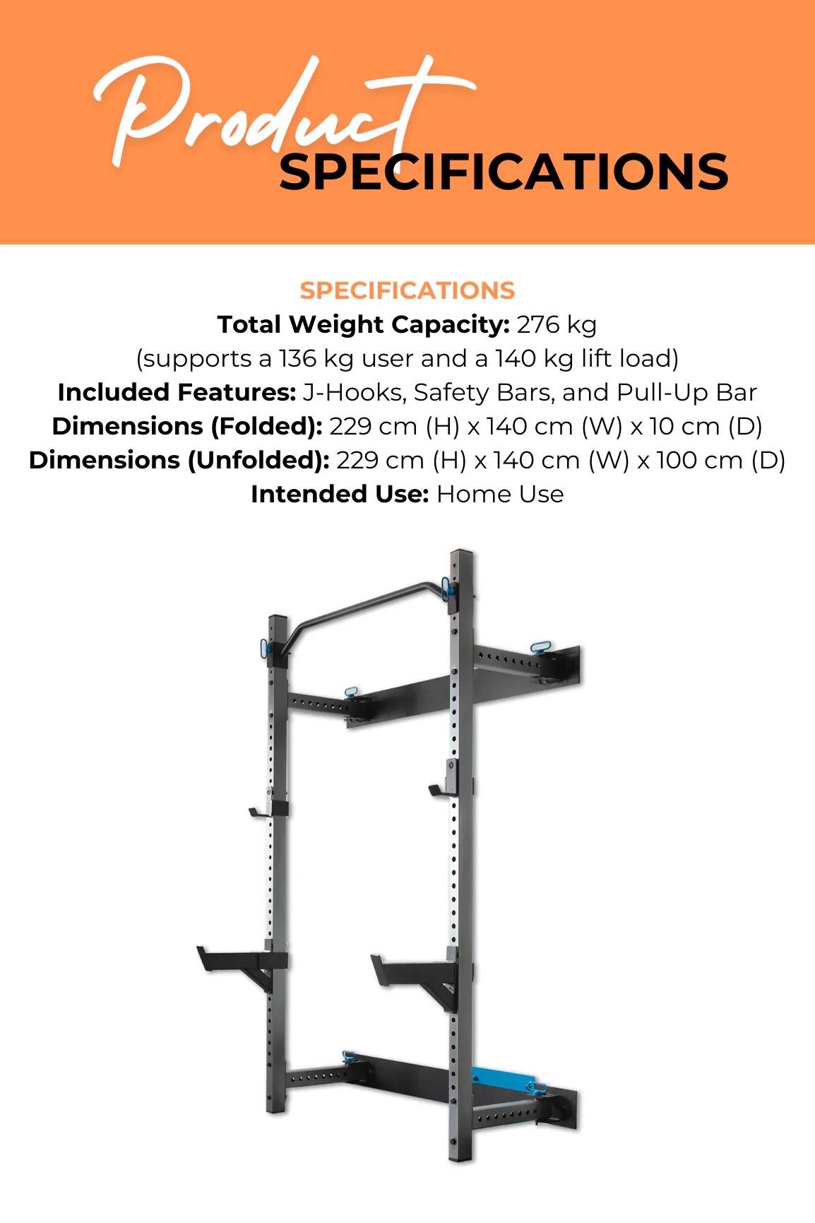 ProForm Carbon Strength Foldable Wall Squat Rack - Image 4