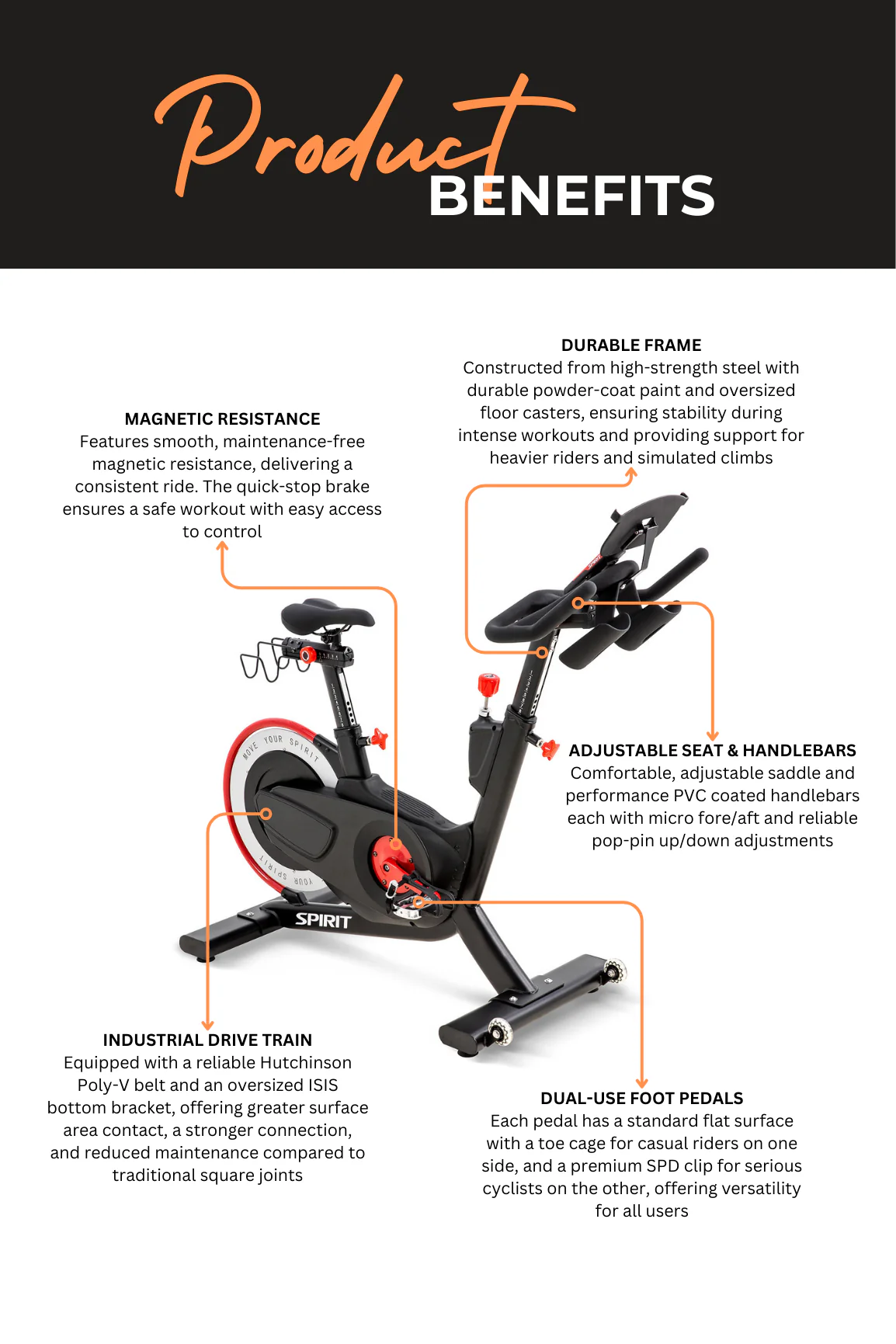 Spirit SB850 Commercial Indoor Cycle Spin Bike - Image 3