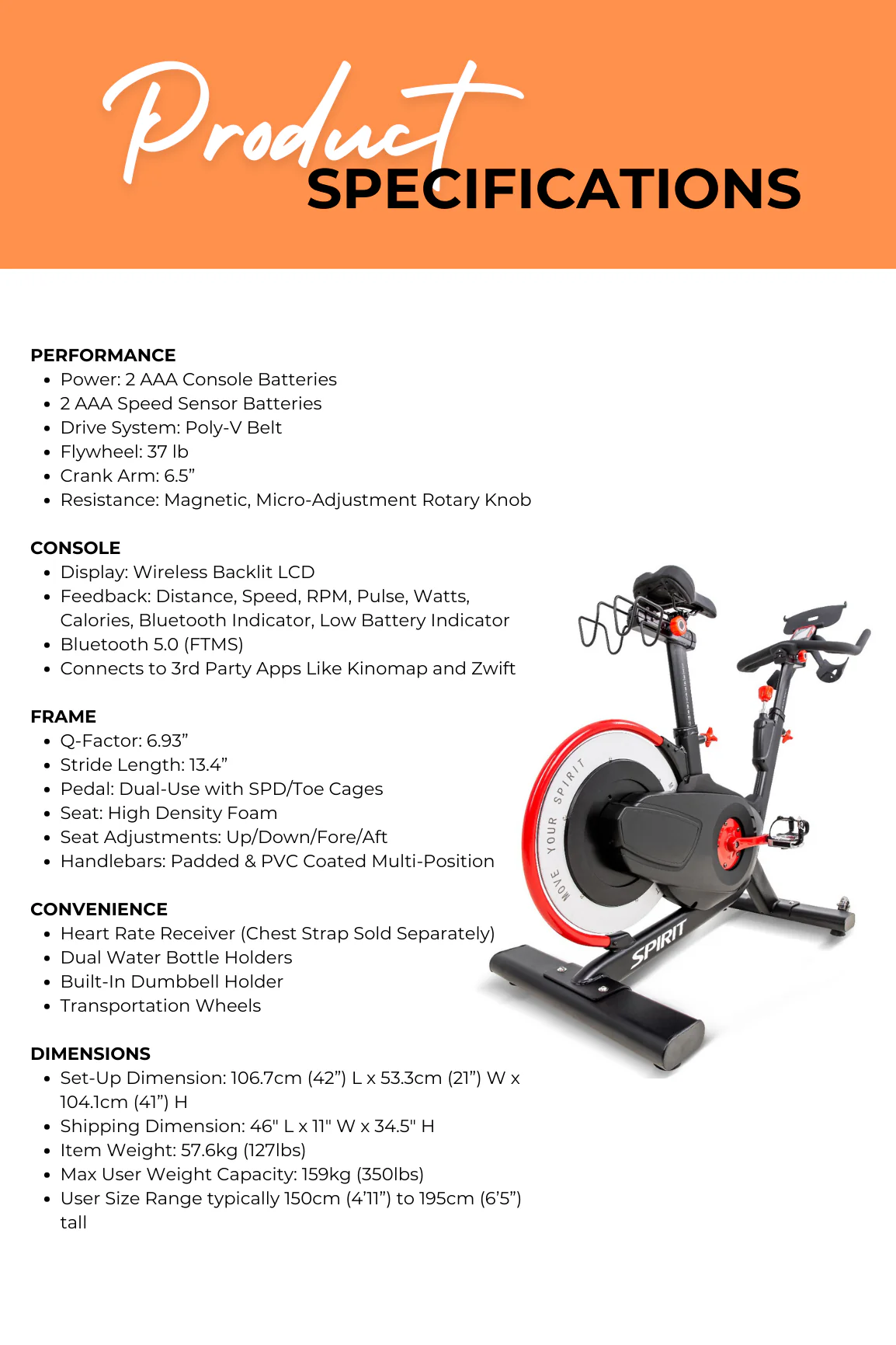 Spirit SB850 Commercial Indoor Cycle Spin Bike - Image 4